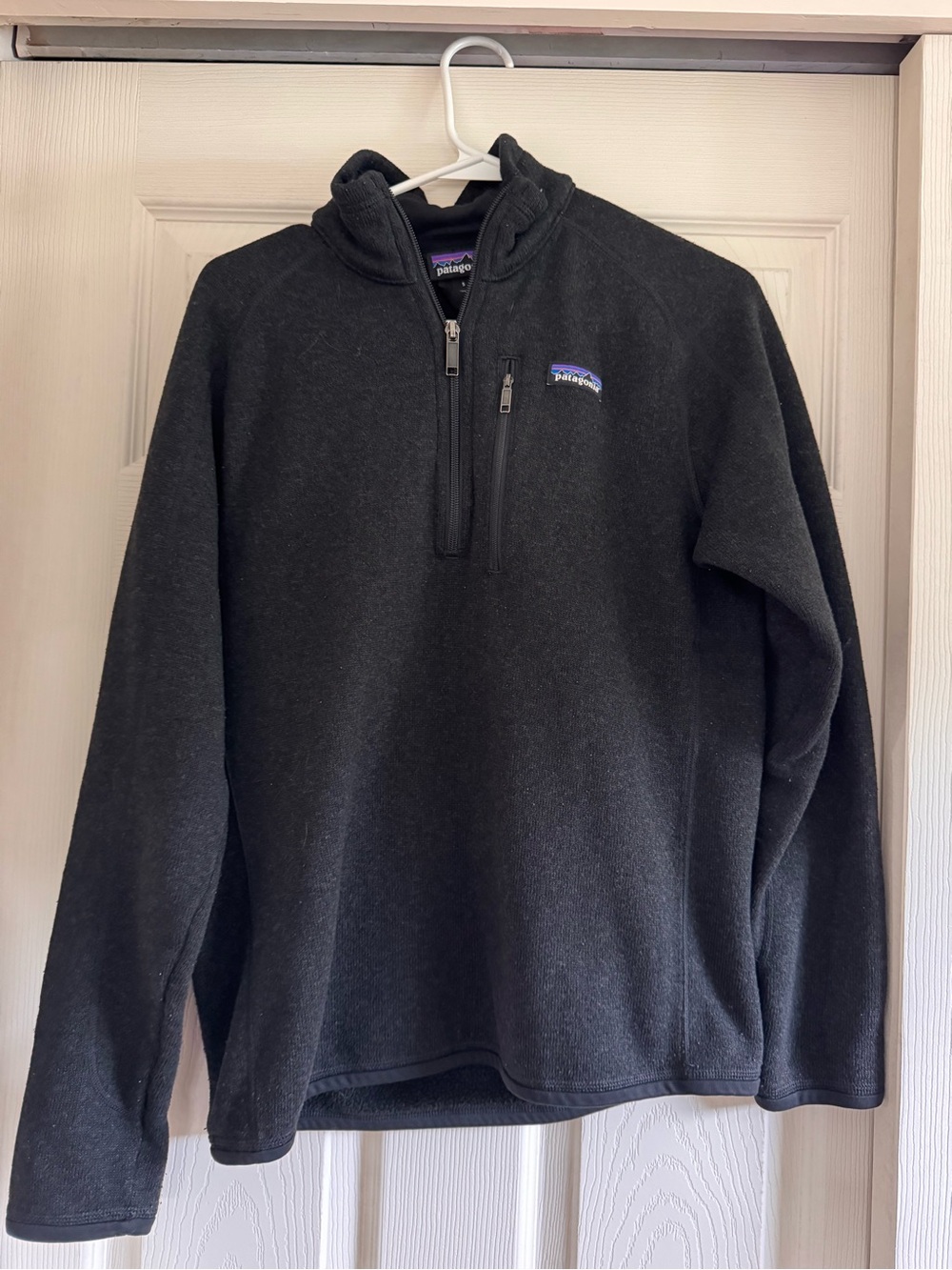 Patagonia Black Fleece Jacket with Purple & Blue Logo